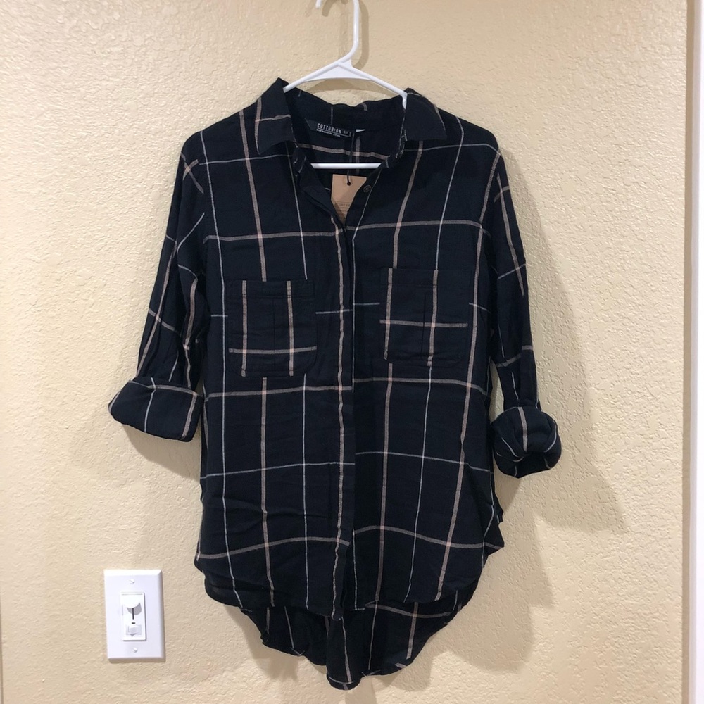 Cotton on plaid button up top